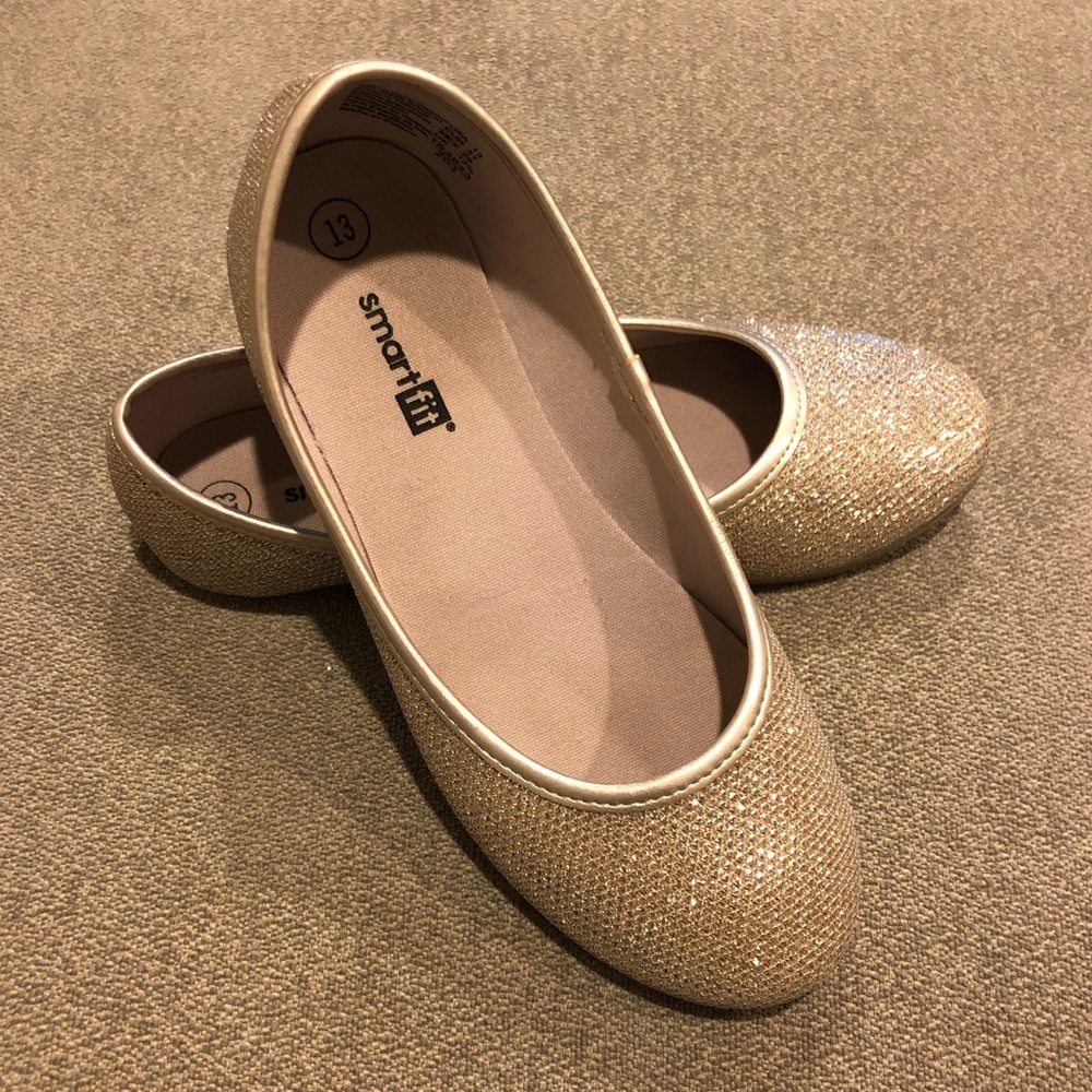 Girls Gold Glittery Ballet Flats size 13